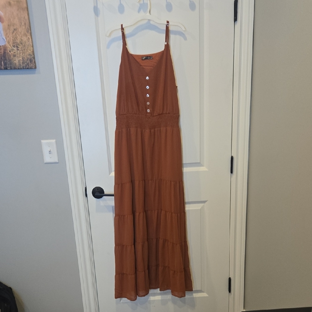 Elegant Rust Maxi Dress